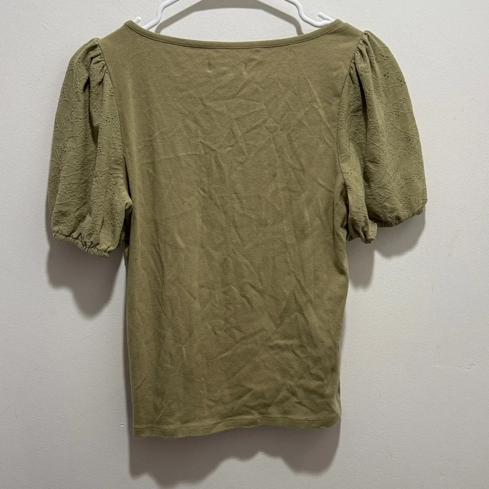 Madewell Boho Wyelet Puff Sleeve Too Size Small in Ash Green